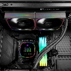 Система жидкостного охлаждения Thermalright Frozen Horizon 240 Digital (240мм, LED temp., Black, ARGB/Fans: 2x120мм, 68.9CFM, 28.2dBA, 2000RPM/Pump height 53.2мм, Rad thickness 27мм/S: 1700, 1200, 1851, 115X, AM5, AM4), фото3