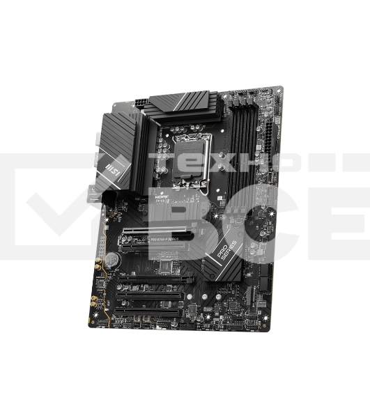 Материнская плата MSI PRO B760-P DDR4 II, LGA 1700, Intel B760, 4xDDR4, 4xSATA, 2xM.2, 1xPCIe 4.0 x16, 1xPCIe 4.0 x4, 3xPCIe 3.0 x1, 1xHDMI, 1xDP, 1x 2.5Gb LAN, 2xUSB-A 2.0, 2xUSB-A 3.2 Gen 1, 1xUSB-C 3.2 Gen 2, 5x3.5 мм, 7.1, ATX