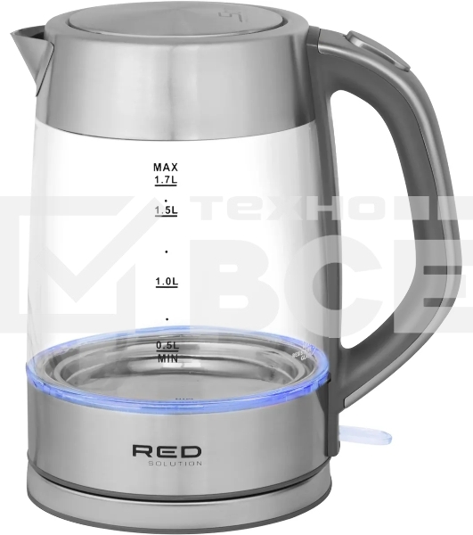 Чайник электрический Red Solution RK-G138 1.7л. 2200Вт серый (корпус: стекло)