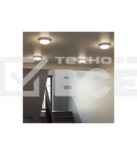 Светильник светодиодный Gauss ECO IP65 D140x51 8W 680lm 4000K ЖКХ круглый с оптико-акустическ. сенс.