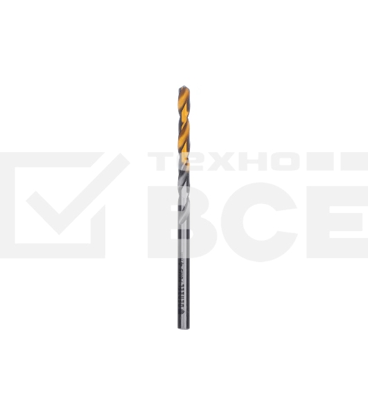 Сверло спиральное по металлу Denzel 4 x 75мм, Р6М5, Golden Tip