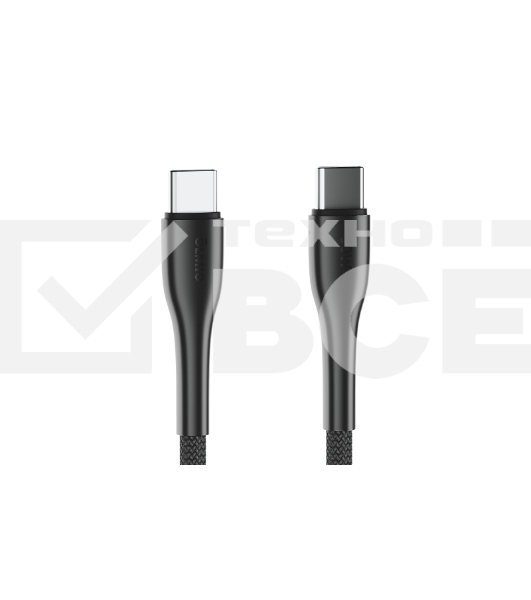 Кабель OLMIO STYLE, Type-C - Type-C, 60W, 1.2м, тканевая оплетка, черный