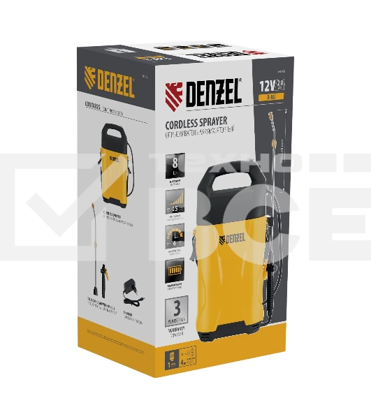 Опрыскиватель аккумуляторный Denzel D-8LI, 8 л, 12 В, 2 А·ч
