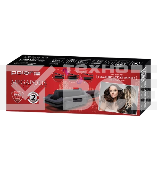 Щипцы-ГОФРЕ Polaris PHS-6011 КT фиолетовый, 95 вт, керамика, создание разных локонов