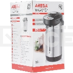 Термопот Aresa AR-4001 '230 В, 50 Гц, 650 Вт, Объем: 3 л Мощность: 650 Вт, Материал корпуса: нержавеющая сталь Материал колбы: нержавеющая сталь Закрытый нагревательный элемент Механическая помпа Поддержание температуры Индикатор уровня воды Индикация режима работы Электронное управление Длина шнура: 1 м 2 температурных режима Блокировка крышки Автоматическое отключение при закипании Защита от перегрева и включения без воды Съемная крышка Съемный шнур Ручка для переноски', фото8
