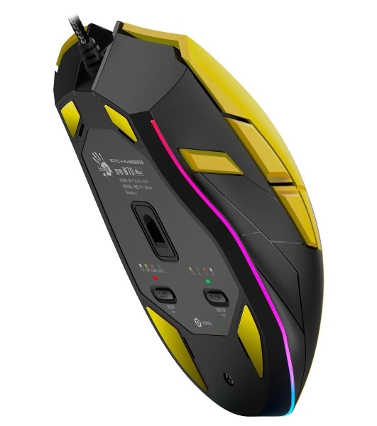 Мышь проводная A4Tech Bloody W70 Max желтый/черный, 10000 dpi, USB, кнопки - 9