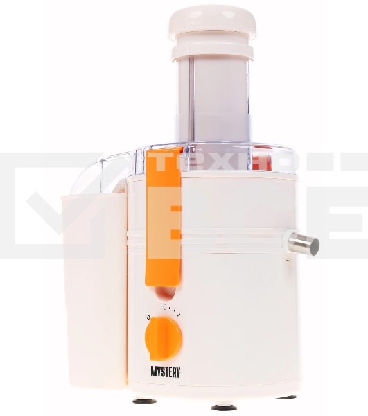 Соковыжималка Mystery MJE-1901 белый, центробежная, 900 Вт, 900 мл, механическое