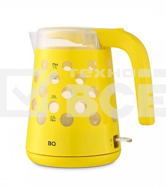 Чайник BQ KT1713P Yellow. Мощность:2200 Вт, Объем 1,7л, LED подсветка