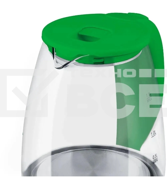 Чайник электрический Blackton Bt KT1800G Green. Мощность: 1500 Вт / Максимальный объем: 1.8 л / Материал корпуса: Стекло / Длина электрошнура: Около 0.8 м / Внутренняя подсветка: Да, синяя