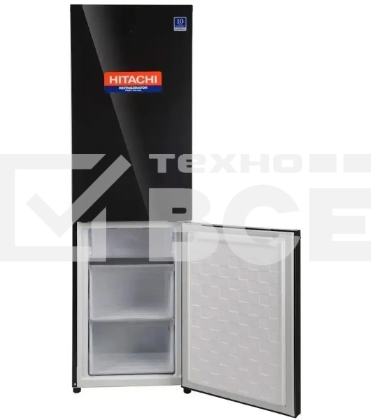 Холодильник Hitachi R-B410PUC6 BBK черный двухкамерный 215/105л морозилка снизу, No Frost