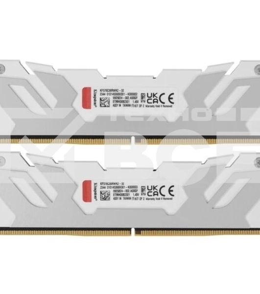 Оперативная память Kingston Fury Renegade, DDR5, 32GB (2x16GB), 7600MHz, CL38, DIMM, с радиаторами, белый/серебристый