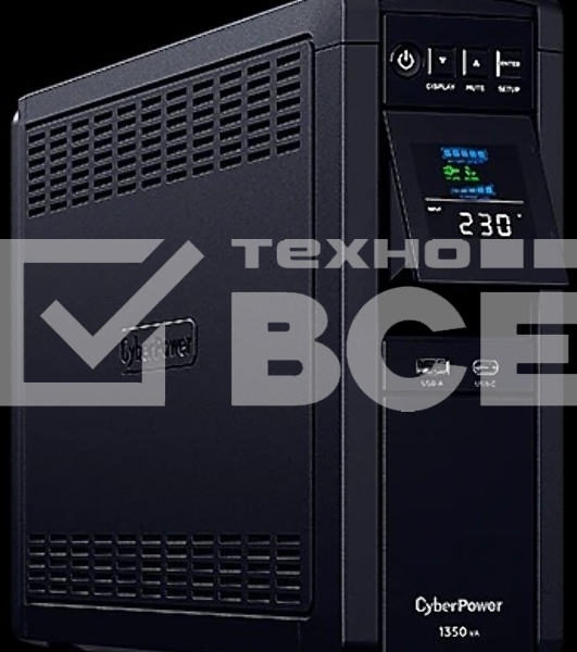 Источник бесперебойного питания Cyberpower CP1350EPFCLCD Line-Interactive 1350VA/810W USB/RS-232/RJ11/45 (6 EURO)