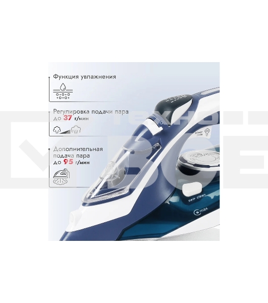 Утюг Atlanta ATH-5580 синий/белый, 3000 Вт, 37 г/мин, 95 г/мин, 350 мл