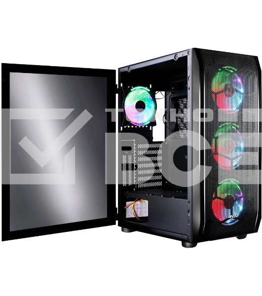 Компьютерный корпус Ginzzu GL300 FAN 12CM RGb*4 USB 3.0 Window