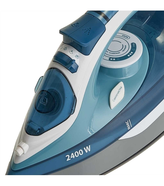 Утюг Delta LUX DL-712 белый с серо-голубым, 2400 Вт, 30 г/мин, 150 г/мин, 350 мл