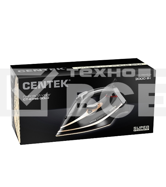 Утюг Centek CT-2346 GOLD черный/золотистый, 3200 Вт, 45 г/мин, 190 г/мин, 400 мл