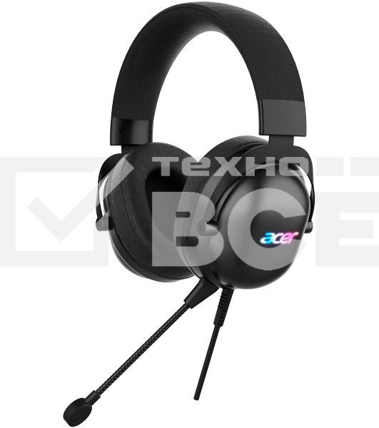 Гарнитура Acer AHW122 чёрный, проводная, USB, подсветка