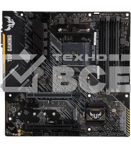 Материнская плата ASUS TUF GAMING B450M-PLUS II, AM4, AMD B450, 4xDDR4, 6xSATA, 1xM.2, 1xPCIe 3.0 x16, 1xPCIe 2.0 x16, 1xPCIe x1, 1xHDMI, 1xDVI-D, 1x 1Gb LAN, 2xUSB-A 3.2 Gen 1, 1xUSB-A 3.2 Gen 2, 2xUSB-A 2.0, 1xUSB-C 3.2 Gen 1, 3x3.5 мм, 7.1, mATX