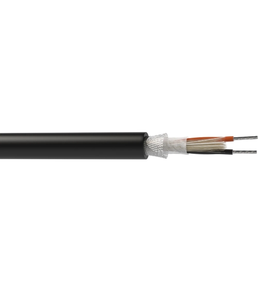 Кабель балансный микрофонный 50 м, 20 AWG, 0.5 мм2, диаметр 6.7 мм, экран, медь 28 x 0.15 мм, черный, бухта