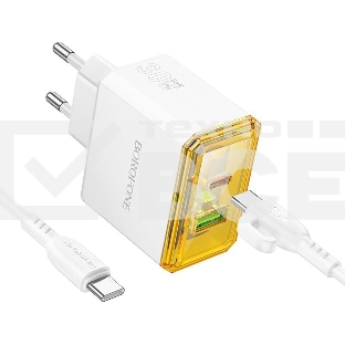 Сетевое зарядное устройство BOROFONE (6941991110696) BAS32A 1USB+1Type-C 3.0A QC3.0 PD 30W, белый