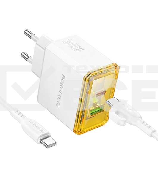 Сетевое зарядное устройство BOROFONE (6941991110696) BAS32A 1USB+1Type-C 3.0A QC3.0 PD 30W, белый