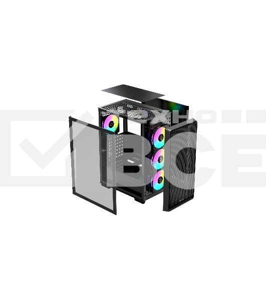 Компьютерный корпус Ocypus Gamma C60 BK ARGB, ATX, USB3.0*1+USB2.0*2, FRONT 3x120mm ARGB, REAR 1x120mm ARGB