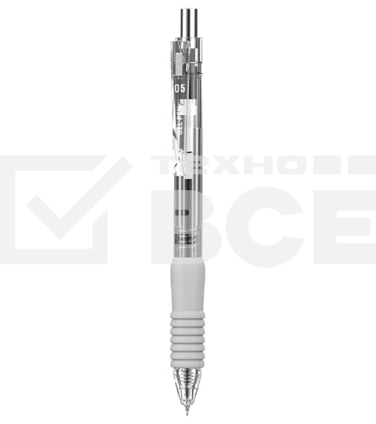 Ручка гелевая автоматическая Deli EG104-BK прозрачный/серый, d=0.5мм, черные чернила, резиновая манжета