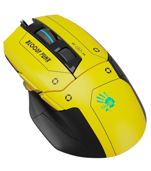 Мышь проводная A4Tech Bloody W70 Max желтый/черный, 10000 dpi, USB, кнопки - 9