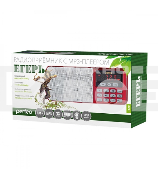 Радиоприемник цифровой Perfeo ЕГЕРЬ FM+ 70-108МГц/ MP3/ питание USB или BL5C/ красный(i120-RED)	