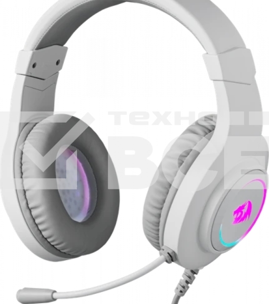 Гарнитура Redragon Hylas белая, проводная, USB / 2 x mini jack 3.5 мм, подсветка
