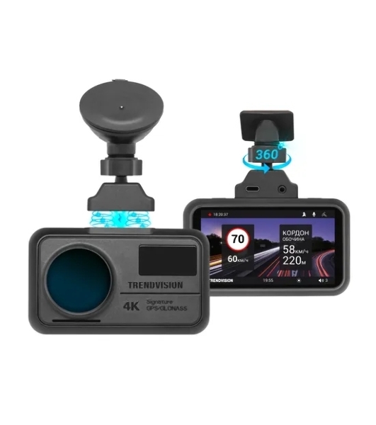 Видеорегистратор TrendVision TDR-725 Real 4K 2CH, 3840x2160, 3', с камерой заднего вида, GPS/ГЛОНАСС, Wi-Fi, G-сенсор, датчик движения, GPS-информатор