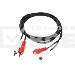 Кабель соединительный 2xRCA (M) - 2xRCA (M) черный 2m, Telecom <TAV7158-2M>, фото2