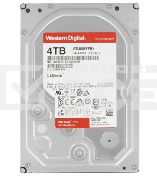 Жесткий диск WD Red Pro WD4005FFBX, 4ТБ, HDD, SATA III, 3.5