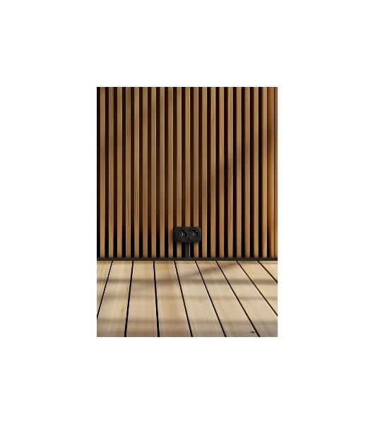 Розеточный блок двойной с заземлением предварительным подключением без шторок 16А 250В винтовые зажимы накладной Quteo IP20 Чёрный матовый