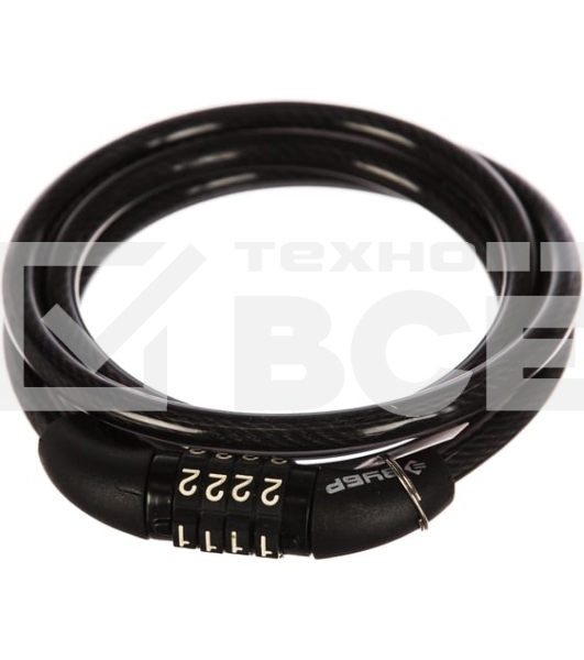 Замок тросовый Зубр Стандарт, кодовый, с неизменяемым кодом, длина троса - 1200мм, d 8мм. 37267-120