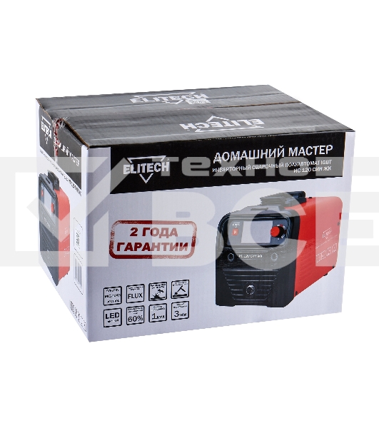 Сварочный полуавтомат Elitech ИС 120 СИН ЖК инвертор MMA/TIG/MIG 3кВт