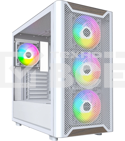 Компьютерный корпус Montech XR Wood белый без БП ATX 3x120мм 2xUSB3.0 audio bott PSU
