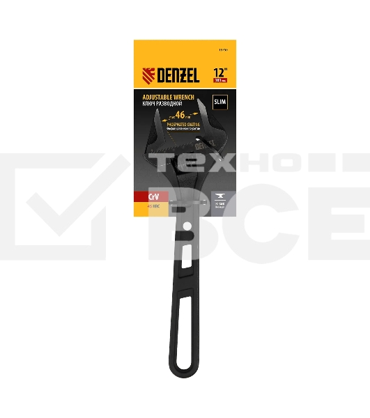 Ключ разводной Denzel 300 мм, CrV, кованый
