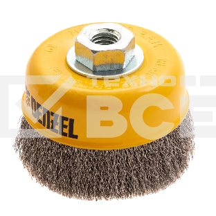 Щетка для УШМ Denzel 100 мм, М14, чашка, витая нержавеющая проволока 0,3 мм