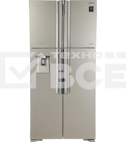 Холодильник Hitachi R-W660PUC7X GC шампань стекло двухкамерный 396/144л морозилка сверху, No Frost, Side by Side