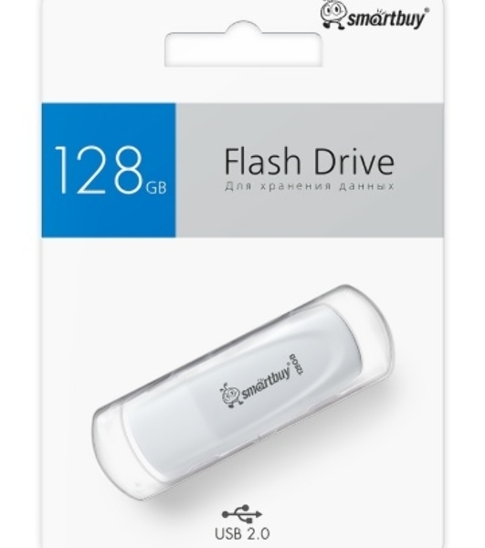 Флешка USB Smartbuy Scout White (SB128GB2SCW), 128GB, USB 2.0, R/W 20/10, белый