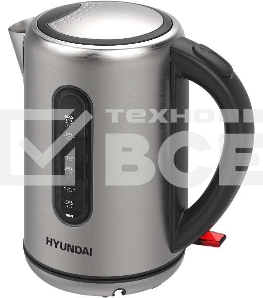 Чайник электрический Hyundai HYK-S9909 1.7л. 2200Вт серебристый матовый/черный корпус: металл
