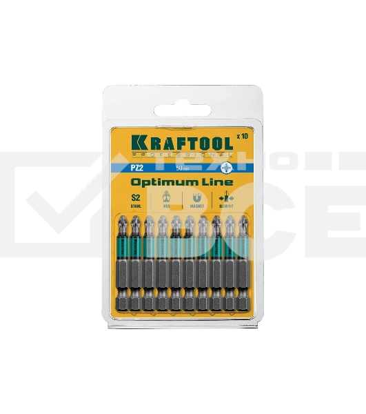 Биты KRAFTOOL Optimum Line, PZ2, 50 мм, тип хвостовика E 1/4