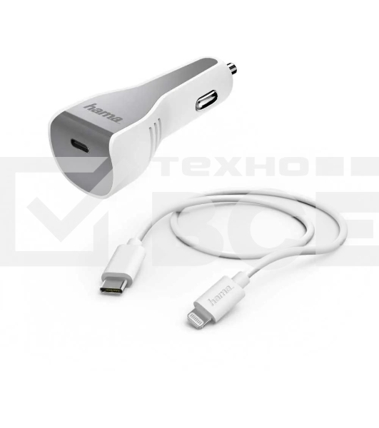 Комплект зарядное устройство Hama H-183317 3A PD для Apple кабель Apple Lightning/Type-C белый