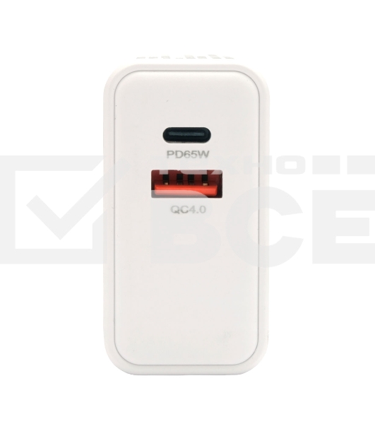 Зарядное устройство Cablexpert MP3A-PC-50, 65Вт GaN, быстрая зарядка QC4.0/PD3.0, 2 порта: USB и Type-C, белый, коробка