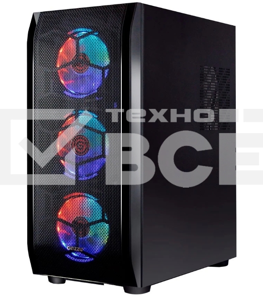 Компьютерный корпус Ginzzu GL300 FAN 12CM RGb*4 USB 3.0 Window