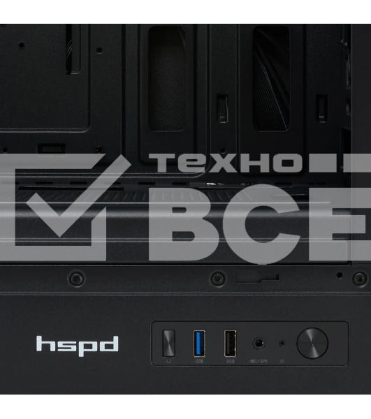 Компьютерный корпус без блока питания HSPD M510, Mesh Mid Tower, черный, TG, 0.5 SPCC, no fans ATX, mATX, mITX 180/280/160мм 1x2.5', 1x3.5', 7xPCI 1xUSB-A 3.0, 1xUSB-A 1.0 517x277x418мм