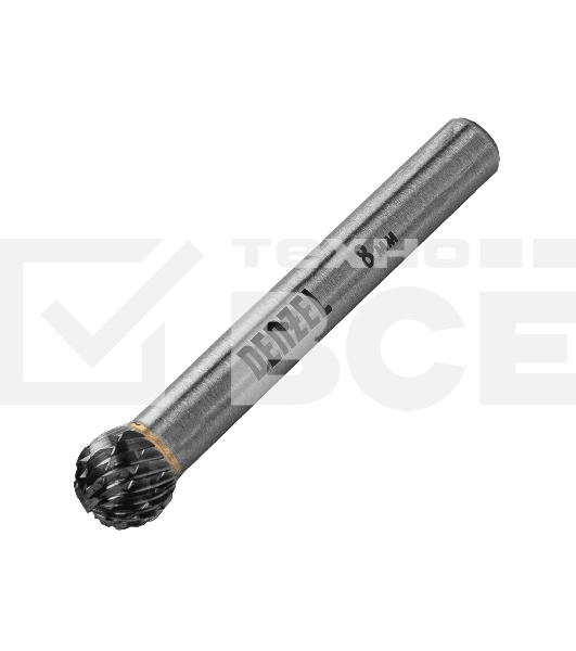 Борфреза по металлу Denzel твердосплавная, шарообразная, тип-D, 8 мм