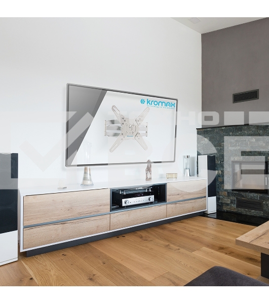 Кронштейн Kromax ATLANTIS-45 для 22'-65' белый Кр. стал. наст. для TV 22'-65', max 45 кг, 5 ст св., нак. +5°-15°, пов. 160°, от ст. 55-470 мм, max VESA 400x400 мм)