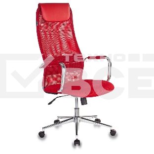 Кресло руководителя Бюрократ KB-9N/R/TW-97N красный TW-01 TW-11 сетка крестовина хром